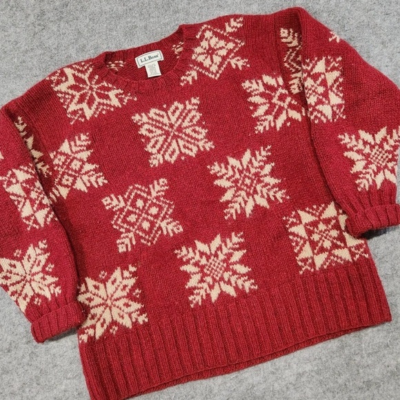 Vintage L.L. Bean Women’s Medium 100% Wool Thick Nordic Fair Isle Sweater - Picture 3 of 10
